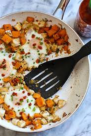 Skillet Sweet Potato Chicken Hash With Eggs Recipe Healthy Breakfast Sweet Potato Skillet Food
