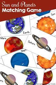 Sun And Planets Matching Game Simple Fun For Kids Space Preschool Space Crafts For Kids Space Games For Kids