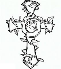 Cross And Rose Coloring Page Coloring Sun Cross Coloring Page Rose Coloring Pages Skull Coloring Pages