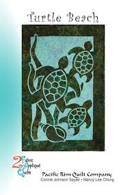 Turtle Beach 2 Fabric Applique Pacific Rim Quilt Pattern Sea Turtle Quilts Ocean Quilt Turtle Quilt
