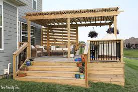 When some sort of automobile will be parked throughout a. Deck And Pergola Color Options
