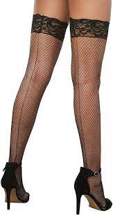 Take your lingerie look to the next level with a pair of sultry thigh high stockings by leg avenue. Amazon Com Dreamgirl Women S Fishnet Thigh High Stockings With Silicone Lace Top Black One Size Thigh High Stockings Clothing