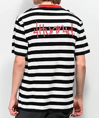 Black And White Striped Tee Shirt 4hunnid Members Black White Striped T Shirt Zumiez In 2020 Black White Stripes Stripe Tshirt White Stripe