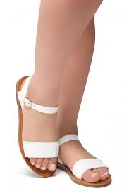 All products (64) sort by. Women S White Manmade Keetton Flat Sandal With Faux Leather Straps