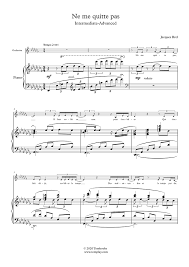 Piano Sheet Music Ne Me Quitte Pas Intermediate Advanced Level With Orchestra Brel Jacques