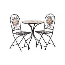 The mosaic bistro set is the perfect addition to your backyard or garden. Stona Terracotta Brown Mosaic Table Set Ceramic Wrought Iron Red Clanbay