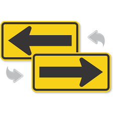 Arrow directional signs are an ideal supplement to signs that aid in directing traffic. 12 X 24 Aluminum Left Right Arrow Sign