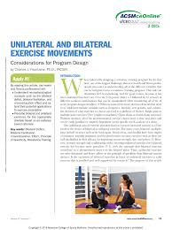 Pdf Unilateral And Bilateral Exercise Movements Considerations For Program Design