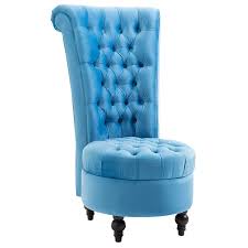 homcom retro high back armless chair living room furniture upholstered tufted royal accent seat in 2021 armless chair living room blue accent chairs blue sofa chair