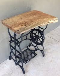 In Stock Rustic Side Table With Cast Iron Legs Old Sewing Etsy Sewing Table Old Sewing Machine Table Sewing Machine Tables