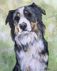 Photo painting by professional artists in oil, acrylic, pencil or charcoal. Watercolor Pet Portraits Painted Paw Studio