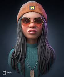 Stylized Girl Bust
