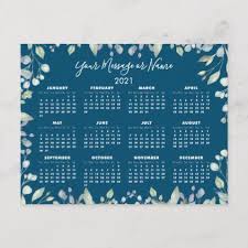 Floral Greenery 2021 Calendar Your Message Or Name Holiday Postcard Zazzle Com In 2020 Holiday Postcards 2021 Calendar Happy New Year Design