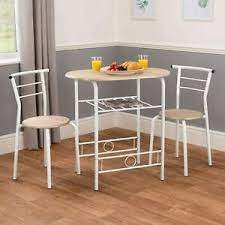 It looks solid and guess what? Compact Small Kitchen Dining Table And 2 Chairs Wooden Breakfast Bar Set White Ebay