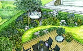 1 Garten 2 Ideen Harmonischer Ubergang Von Der Terrasse Zum Garten Schmaler Garten Gartengestaltung Und Garten Gestalten