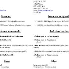 8 quick tips for writing cv. Example Of Curriculum Vitae In French On Left And In English On The Right Download Scientific Diagram