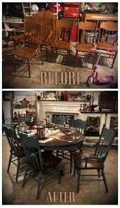 Oak Dining Room Set Took This Old Dated Table And Chairs And Gave It A Facelift Stripped Dining Room Furniture Makeover Oak Dining Room Set Oak Dining Room