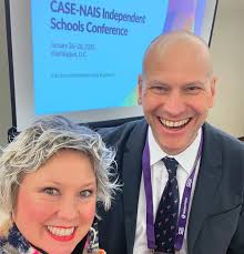 Norwood was well represented by Abigail Betts and Alex Ragone at the 2025  CASE-NAIS Independent Schools Conference yesterday! Abigail, our director  of development, and Alex, our director of admission and enrollment  management,