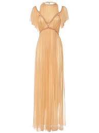 Abito lungo elegante a maniche lunghe in chiffon stampa verde spiaggia 2021 autunno vintage abiti da donna in chiffon con stampa per maxi vita giù altalena estate 2021 casual abito lungo. Alberta Ferretti Abito Lungo In Chiffon Di Seta Beige Luisaviaroma