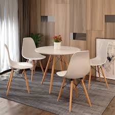 Ashley furniture glambrey 5 piece round dining room set. Joolihome Eiffel Dining Table And 4 Chairs Set Wood Style For Office Lounge Dining Kitchen White Round Table Chair 4 Buy Online In Qatar At Qatar Desertcart Com Productid 101638193