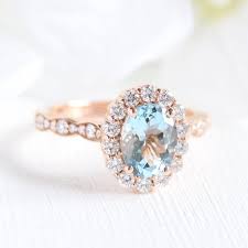 Our collection of 14 karat rose gold settings features a range of gorgeous styles. Halo Diamond Aquamarine Engagement Ring In 14k Rose Gold Etsy