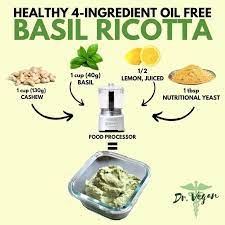 Dr Vegan On Instagram Vegan Basil Ricotta Ingredients For 3 Servings 1 Cup Raw Cashews 130 G 1 Cup Fresh Basil Leaf 40 G Lemon Juiced