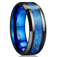Mens Black And Blue Wedding Rings King Will Dragon Mens Black Tungsten Carbide Ring 8mm Blue Celtic Dragon Wedding Band Black Wedding Rings Mens Wedding Bands Tungsten Mens Wedding Rings Black