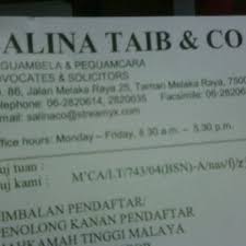 Is a lawyer firm located in malacca, malacca with 5 practicing lawyer. Photos At Salina Taib Co Office