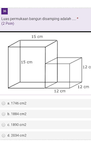 Check spelling or type a new query. Luas Permukaan Bangun Balok 15cm 15cm Kubus 12cm 12cm 12cm Brainly Co Id