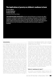Around the issue of child poverty. Pdf The Implications Of Poverty On Children S Readiness To Learn