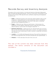 Records Survey And Inventory Analysis Records Management Project Management Templates Management
