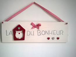 Plaque De Porte La Maison Du Bonheur Decorations Murales Par Ptitecrea Unique Items Products Wood Art Door Signs