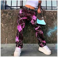 Puffie Lightening Print Straight Leg Pants Yesstyle Streetwear Fashion Fashion Fashion Pants
