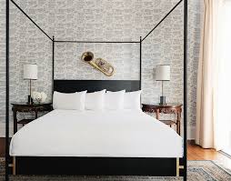 Framed upholstered headboard & footboard: Josephine Black Metal Four Poster Canopy Bed Doorman