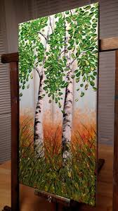 Birch Tree Canvas Art Acrylic Original Textured Birch Trees Canvas Painting Wall Art By Harmonyart23 On Etsy Simple Art Easy Art Projects Tree Painting Canvas