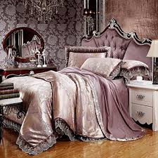 Brown Queen King Size Bedding Set Luxury Silk Cotton Blend Lace Duvet Cover Sets Jacquard Pattern King Buy Online In Aruba At Aruba Desertcart Com Productid 43200301