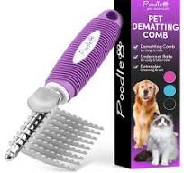 Poodle Dematting Fur Rake Comb Brush for Dogs and Cats - Long 2.5" Steel  Safety Blades Metal Comb for Detangling Matted or Knotted Undercoat Hair