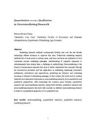 Research with children in pakistan. Quantitative Versus Qualitative In Neuromarketing Research Munich Personal Repec Archive
