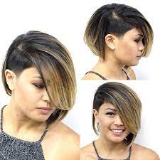 Eccentric Asymmetrical Undercut Bob With Side Swept Bangs And Highlights The Latest Hairstyles For Men And Women 2020 Hairstyleology Undercut Hairstyles Asymmetrical Bob Haircuts Asymmetrical Haircut