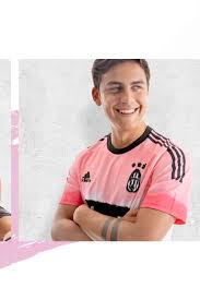 The three stripes on the right sleeve are pale pink. The Juventus Fourth Kit Powered By Adidas And Humanrace Fc Juventus