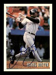 Daryl Boston Autographed 1993 Bowman Card #528 Colorado Rockies SKU #1
