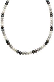 Black And White Necklace Honora Black White Grey Freshwater Pearl Set In Sterling Silver Black White Grey Pearl Set Honora Grey Pearl Necklace Pearl Set Honora Pearls