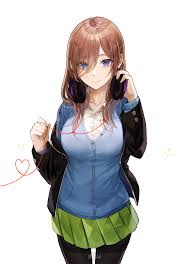 There are so many hairstyles you can draw on your characters and their hair can really help show their personality too. 405165 Nakano Miku 5 Toubun No Hanayome Anime Anime Girl Brunette Long Hair Blue Eyes Smiling Jacket Sweater Miniskirt Pantyhose Headphones White Background Illustration Drawing Fan Art Wallpaper Full Hd 2174x3000 Mocah