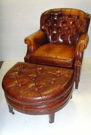 Elegant Comfort Vintage Leather Library Chair With Ottoman Live Auctioneers Com Library Chair Chair Traditional Furniture