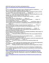 Hosp 420 Final Exam Food Safety And Sanitation Food Safety And Sanitation Final Exams Exam