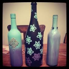 Painted Bottles Acrylic Paint Sealed With Modge Podge Wine Bottle Crafts Hand Painted Bottles Bottles Decoration