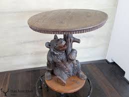 Handcarved Black Forest Bear Table Derevyannaya Skulptura Skulptura