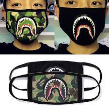 New A Bathing Ape Bape Shark Black Face Mask Camouflage Mouth Muffle Bape Cover Bape Shark Black Face Mask Shark