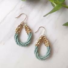 k14gf bohoターコイズブルー4連フックピアス beaded earrings diy bead jewellery jewelry
