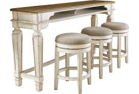 Modern bar & counter height stools. Ashley Signature Design Realyn D743 52 3x024 Two Tone Long Counter Table Sofa Table W 3 Upholstered Swivel Stools Dunk Bright Furniture Pub Table And Stool Sets
